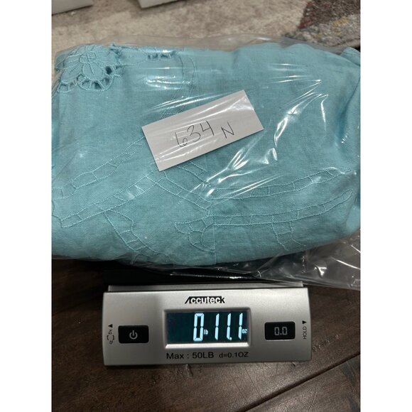 Susan Graver Style Floral Embroidered Button Front Shirt Blue Sz XL Cutout Boho - Picture 9 of 9